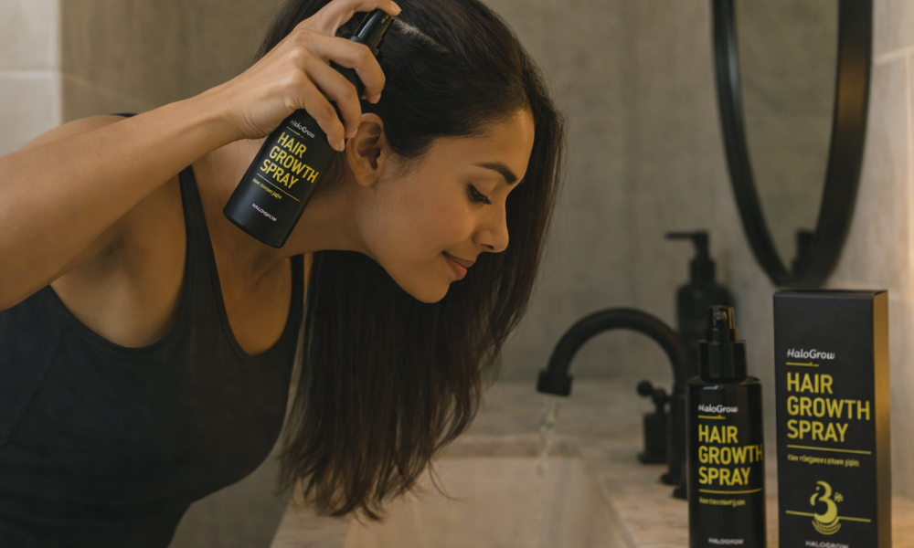 20251230_1536_Applying Hair Growth Spray_remix_01kdqqh21aedcad1xw71cec5dw